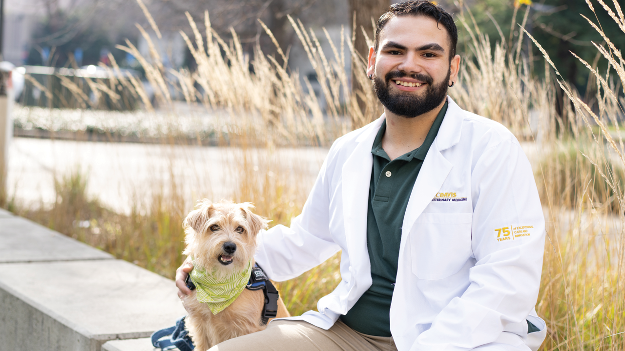 Victor Gonzalez and his canine companion Louie.