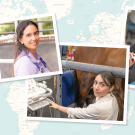 Images of four veterinarians with a background image of a world map.