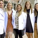 Ali Pankowski (second from right) comes from a family of veterinarians, including her dad, Richard, her sister, Annie, her mom, Diane Craig ’83, and her partner, Lindsey Wachsman, also in the UC Davis Class of 2023. Courtesy photo